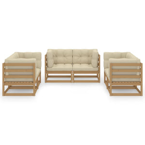 6-tlg. Garten-Lounge-Set mit Kissen Kiefer Massivholz
