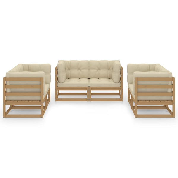 6-tlg. Garten-Lounge-Set mit Kissen Kiefer Massivholz