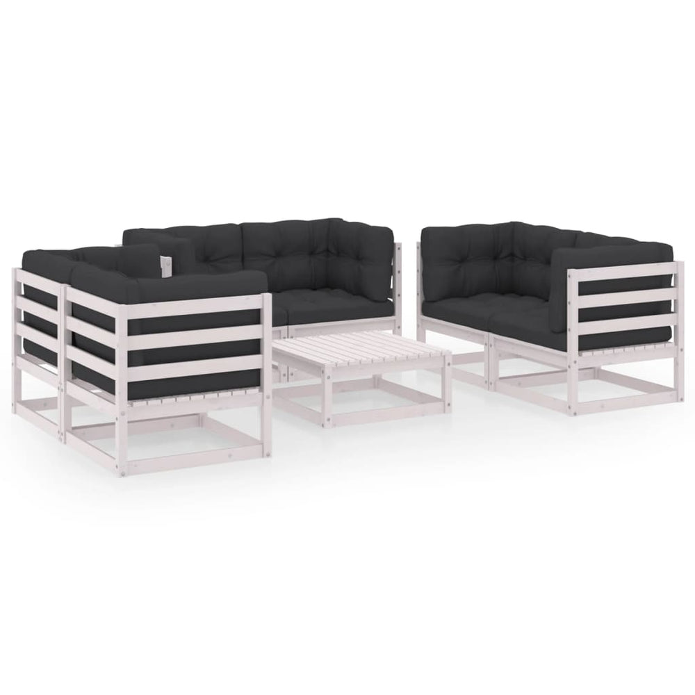 7-tlg. Garten-Lounge-Set mit Kissen Kiefer Massivholz