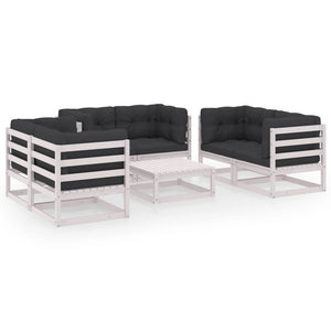 7-tlg. Garten-Lounge-Set mit Kissen Kiefer Massivholz