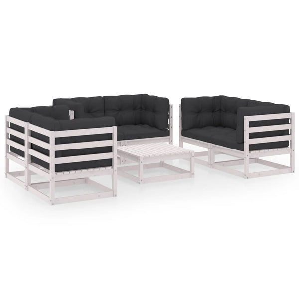 7-tlg. Garten-Lounge-Set mit Kissen Kiefer Massivholz