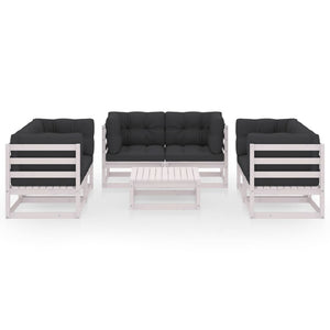 7-tlg. Garten-Lounge-Set mit Kissen Kiefer Massivholz