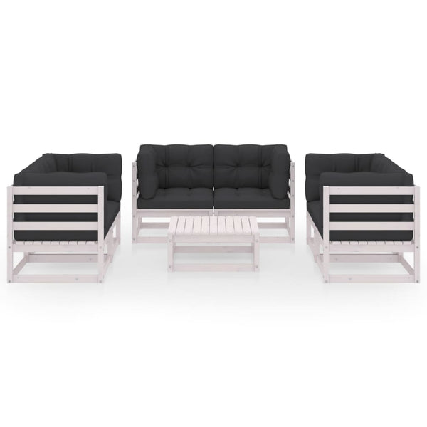 7-tlg. Garten-Lounge-Set mit Kissen Kiefer Massivholz