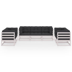 7-tlg. Garten-Lounge-Set mit Kissen Kiefer Massivholz