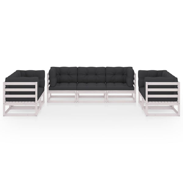 7-tlg. Garten-Lounge-Set mit Kissen Kiefer Massivholz