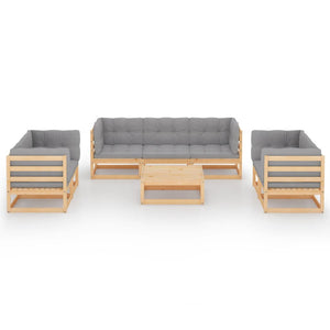 vidaXL Salon de jardin 8 pcs avec coussins, bois de pin massif
