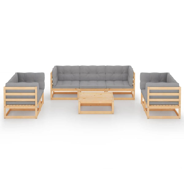 vidaXL Salon de jardin 8 pcs avec coussins, bois de pin massif