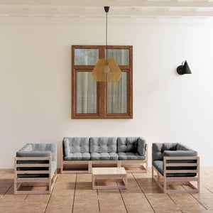vidaXL Salon de jardin 8 pcs avec coussins, bois de pin massif