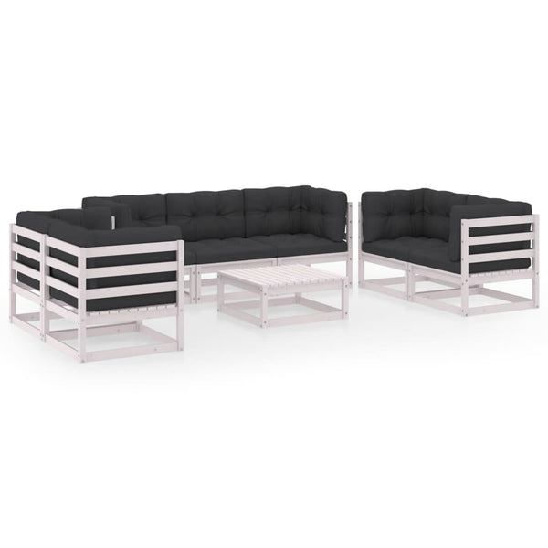 vidaXL Salon de jardin 8 pcs avec coussins, bois de pin massif