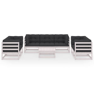vidaXL Salon de jardin 8 pcs avec coussins, bois de pin massif