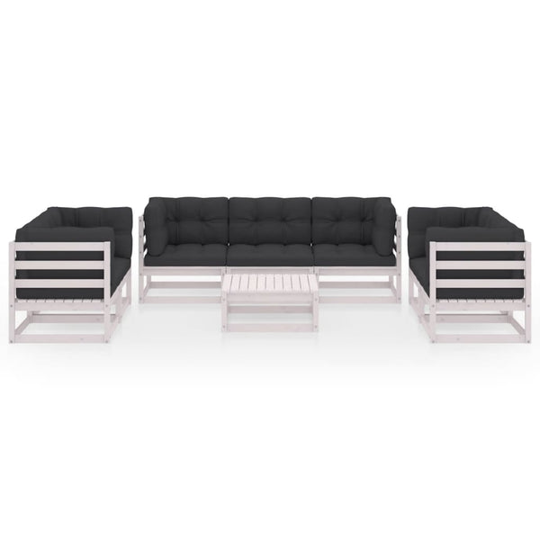 vidaXL Salon de jardin 8 pcs avec coussins, bois de pin massif