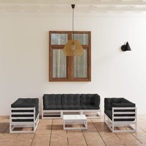vidaXL Salon de jardin 8 pcs avec coussins, bois de pin massif