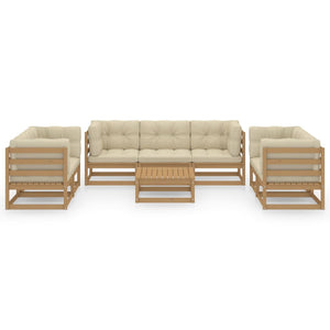 8-tlg. Garten-Lounge-Set mit Kissen Kiefer Massivholz