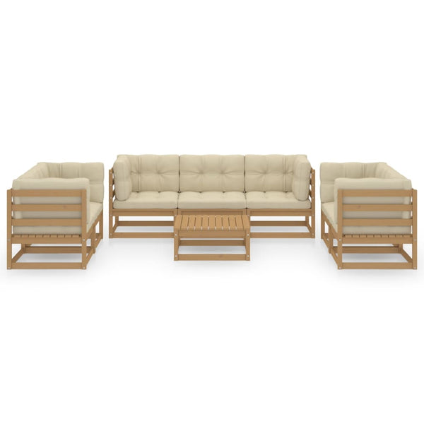 8-tlg. Garten-Lounge-Set mit Kissen Kiefer Massivholz