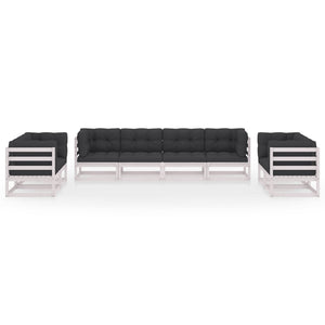 8-tlg. Garten-Lounge-Set mit Kissen Kiefer Massivholz