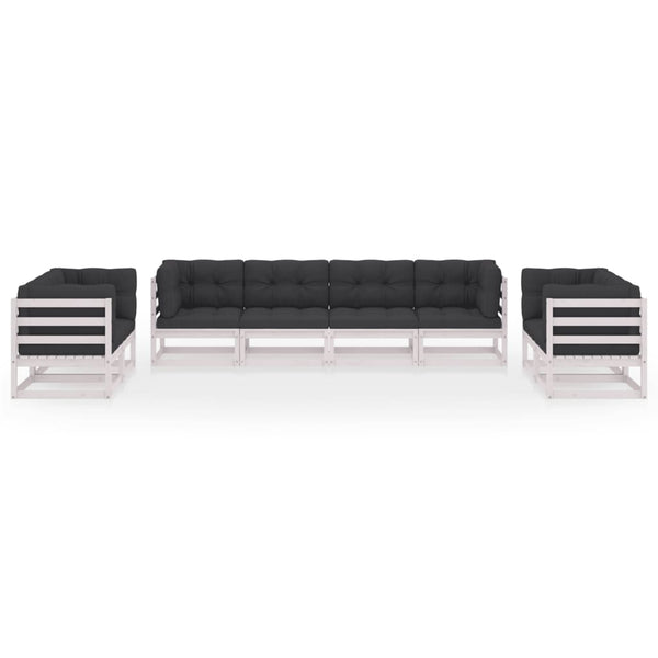 8-tlg. Garten-Lounge-Set mit Kissen Kiefer Massivholz