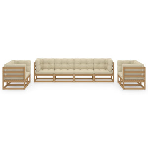 8-tlg. Garten-Lounge-Set mit Kissen Kiefer Massivholz