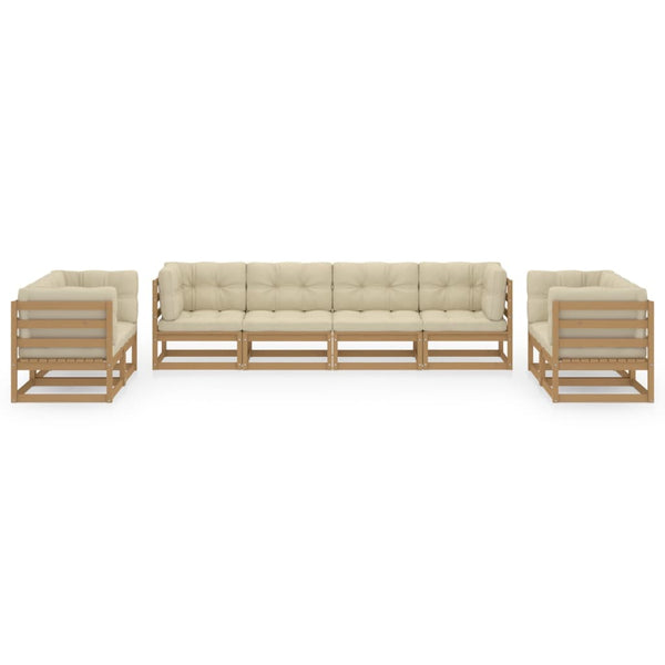 8-tlg. Garten-Lounge-Set mit Kissen Kiefer Massivholz