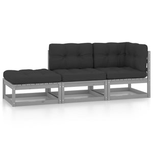 3-tlg. Garten-Lounge-Set mit Kissen Kiefer Massivholz