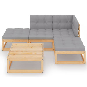 5-tlg. Garten-Lounge-Set mit Kissen Kiefer Massivholz