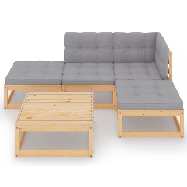 5-tlg. Garten-Lounge-Set mit Kissen Kiefer Massivholz