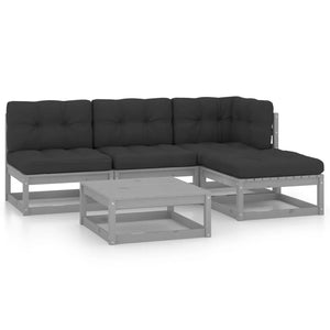 5-tlg. Garten-Lounge-Set mit Kissen Kiefer Massivholz