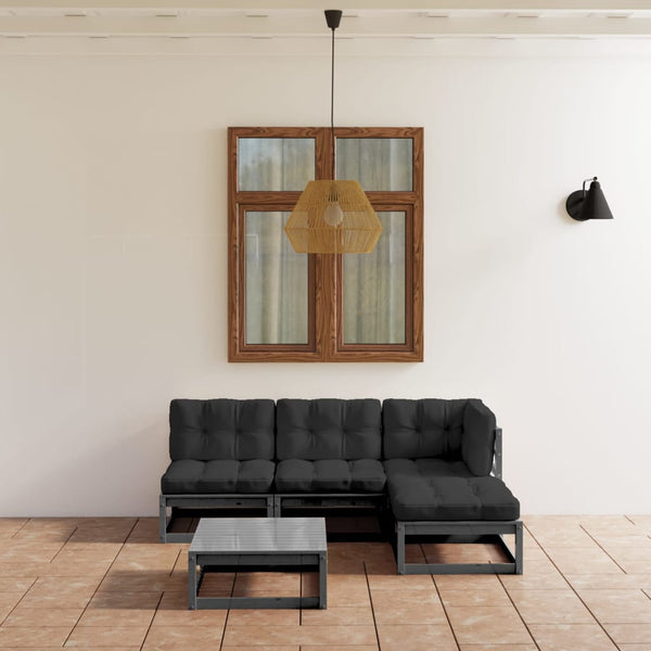 5-tlg. Garten-Lounge-Set mit Kissen Kiefer Massivholz