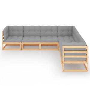 7-tlg. Garten-Lounge-Set mit Kissen Kiefer Massivholz