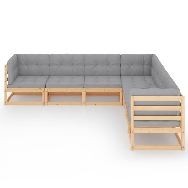 7-tlg. Garten-Lounge-Set mit Kissen Kiefer Massivholz