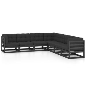7-tlg. Garten-Lounge-Set mit Kissen Massivholz Kiefer