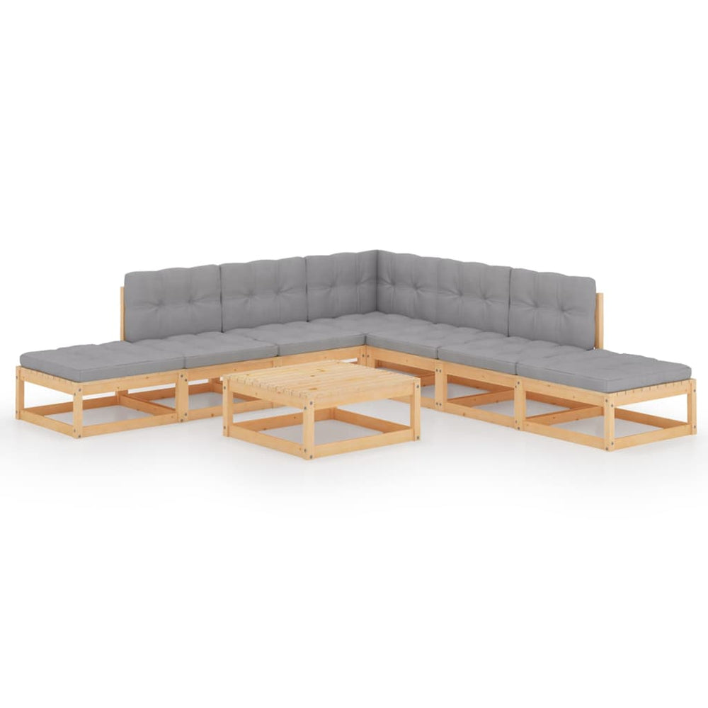 8-tlg. Garten-Lounge-Set mit Kissen Kiefer Massivholz