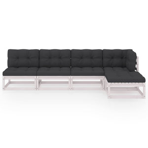 5-tlg. Garten-Lounge-Set mit Kissen Kiefer Massivholz
