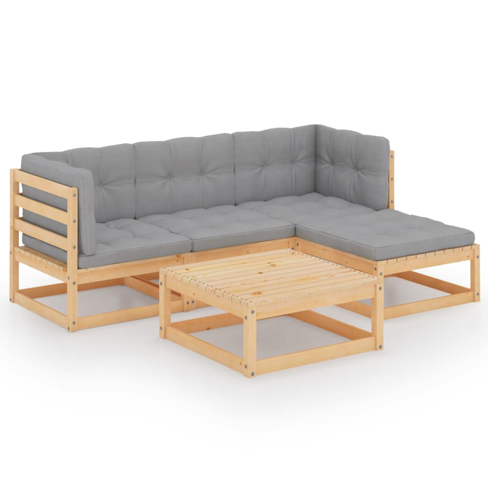 5-tlg. Garten-Lounge-Set mit Kissen Kiefer Massivholz