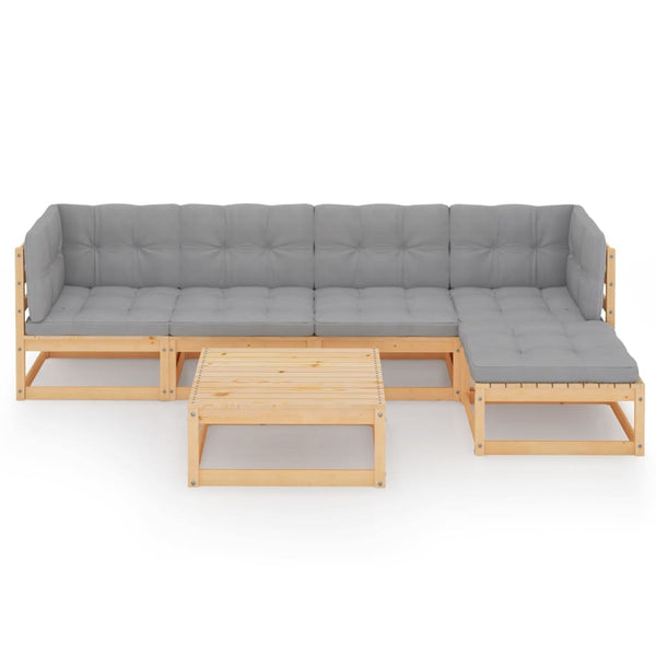 6-tlg. Garten-Lounge-Set mit Kissen Kiefer Massivholz
