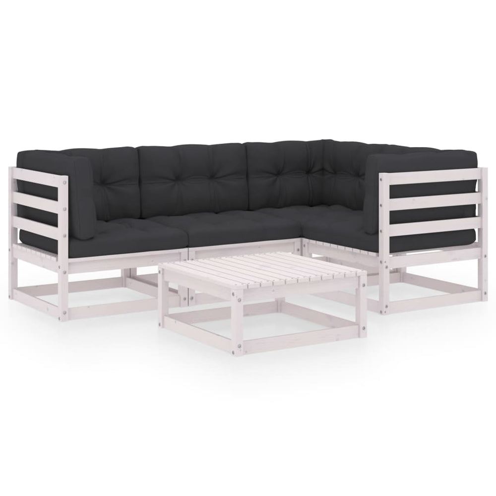 5-tlg. Garten-Lounge-Set mit Kissen Kiefer Massivholz