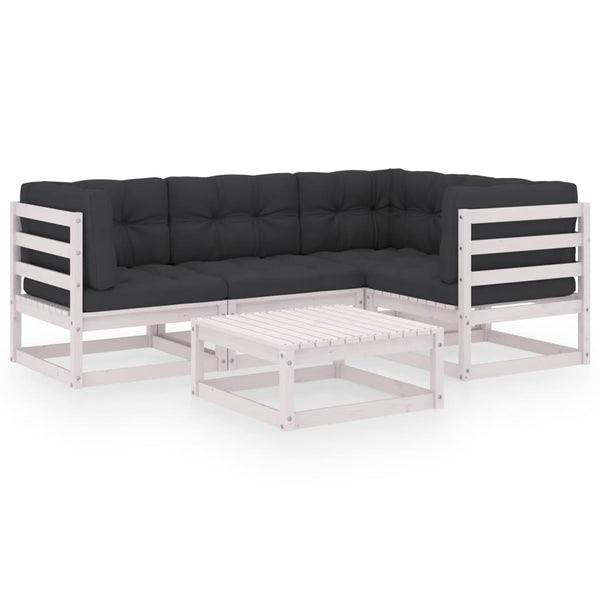 5-tlg. Garten-Lounge-Set mit Kissen Kiefer Massivholz