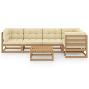 6-tlg. Garten-Lounge-Set mit Kissen Kiefer Massivholz