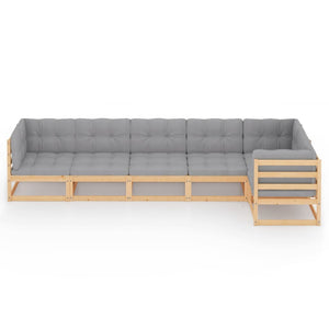 6-tlg. Garten-Lounge-Set mit Kissen Kiefer Massivholz
