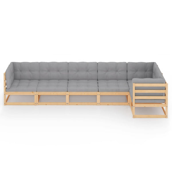 6-tlg. Garten-Lounge-Set mit Kissen Kiefer Massivholz