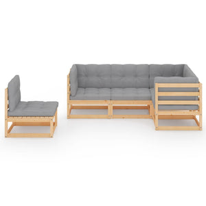 vidaXL Ensemble de salon de jardin 5 pcs avec coussins Bois de pin massif