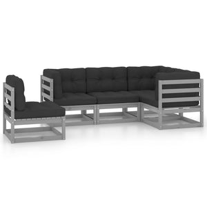 vidaXL Ensemble de salon de jardin 5 pcs avec coussins Bois de pin massif