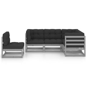 vidaXL Ensemble de salon de jardin 5 pcs avec coussins Bois de pin massif