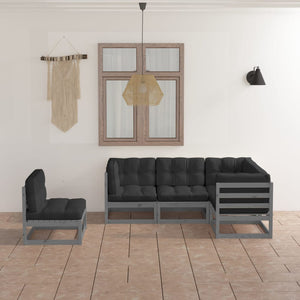 vidaXL Ensemble de salon de jardin 5 pcs avec coussins Bois de pin massif