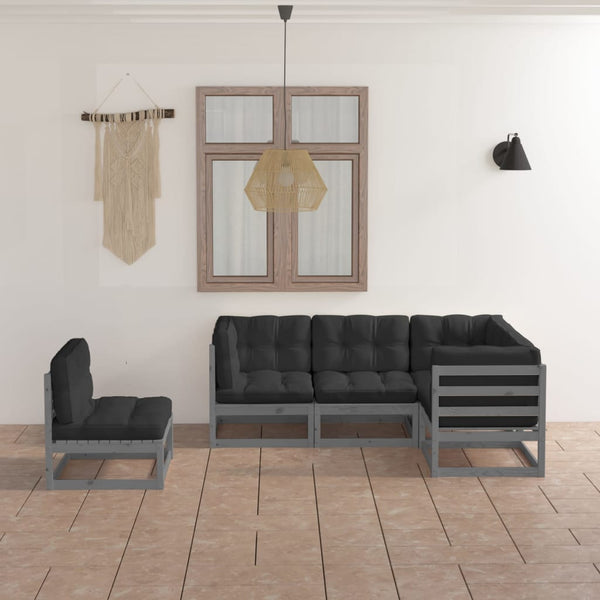 vidaXL Ensemble de salon de jardin 5 pcs avec coussins Bois de pin massif