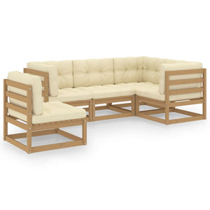 vidaXL Ensemble de salon de jardin 5 pcs avec coussins Bois de pin massif