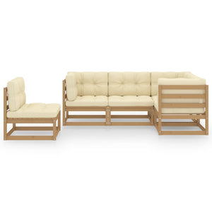 vidaXL Ensemble de salon de jardin 5 pcs avec coussins Bois de pin massif