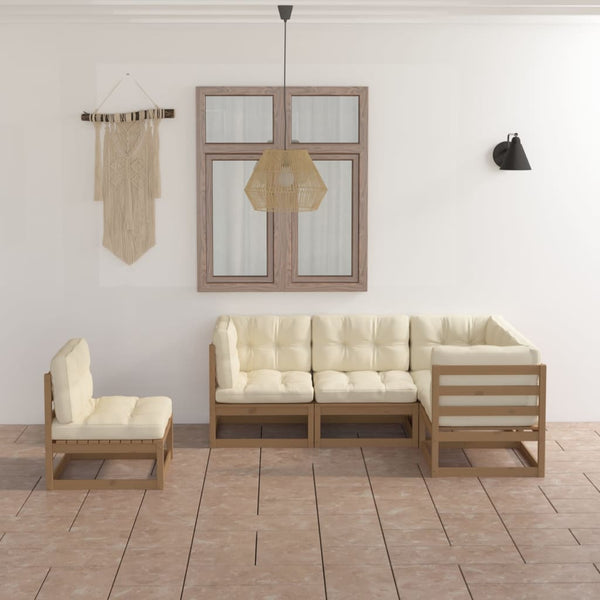 vidaXL Ensemble de salon de jardin 5 pcs avec coussins Bois de pin massif