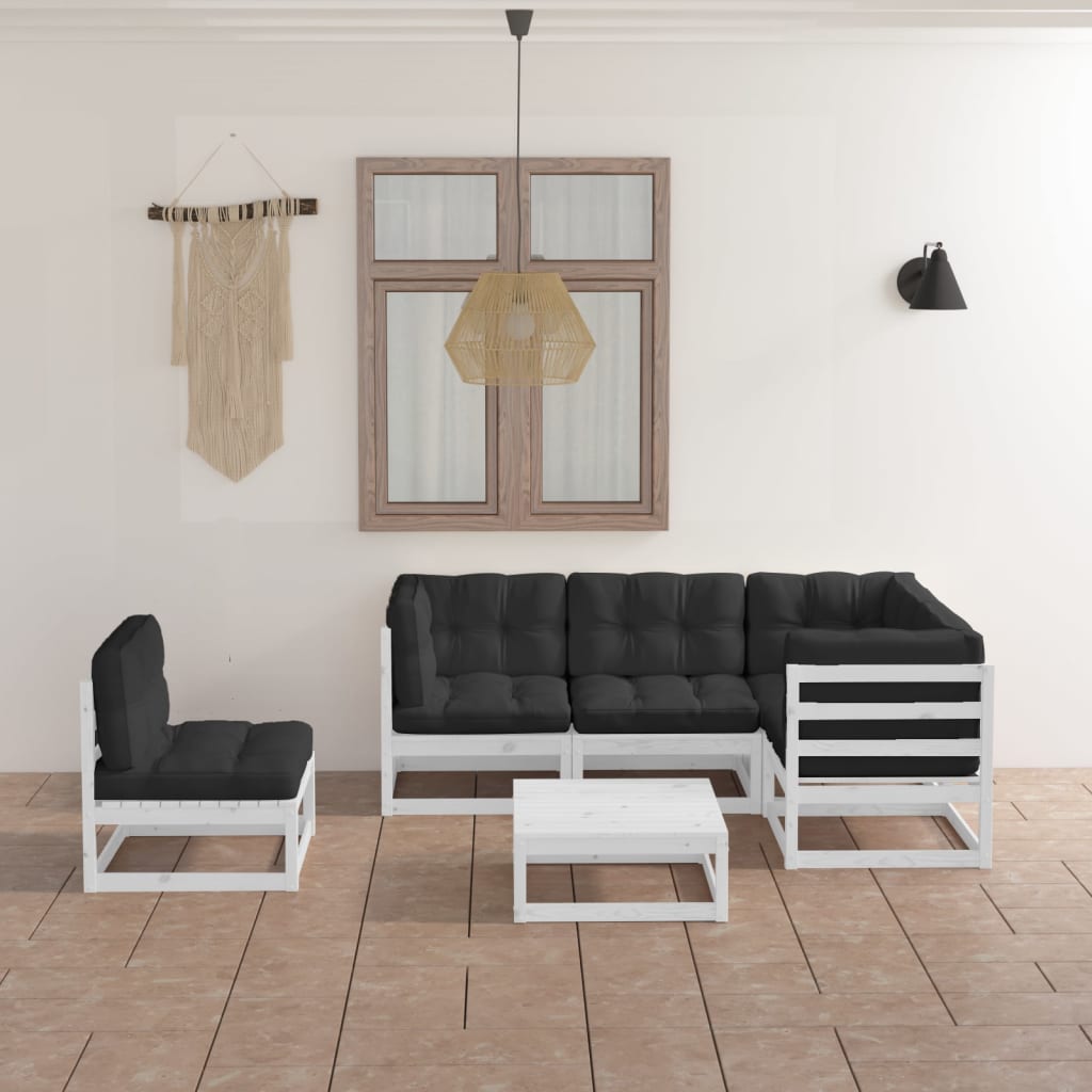 6-tlg. Garten-Lounge-Set mit Kissen Kiefer Massivholz