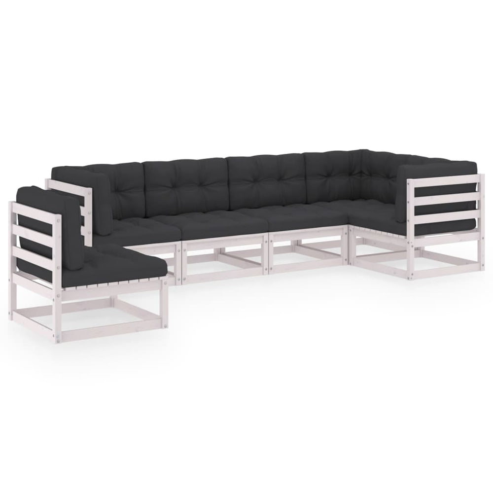 6-tlg. Garten-Lounge-Set mit Kissen Kiefer Massivholz
