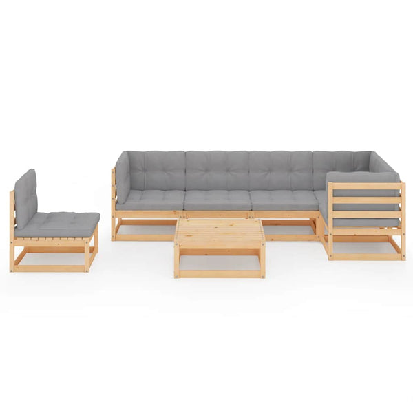 7-tlg. Garten-Lounge-Set mit Kissen Massivholz Kiefer